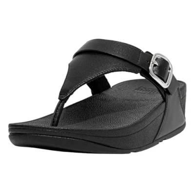 Abbildung von Fitflop Damen Lulu Adjustable Leder Toe post Sandalen, Schwarz, 38 EU