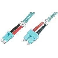 Abbildung von DIGITUS DK 2532 02/3 Glasfaserkabel OM3 2 m LC zu SC Duplex LWL Kabel 1/10/40/100 Gbit/s MM Multimode Glasfaser LAN Fasertyp: 50/125 µ Türkis (Aqua)