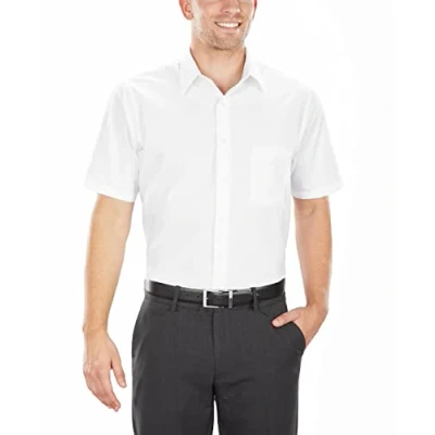 Abbildung von Van Heusen Herren Kurzarm Hemd Regular Fit Popeline Solid, Weiss/opulenter Garten, 47 cm Hals