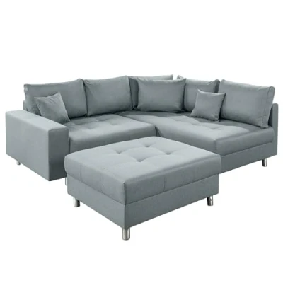 Abbildung von riess ambiente Ecksofa KENT 220cm aqua, Set 2 Teile, Wohnzimmer · Couch Stoff Bezug Federkern inkl. Hocker Design