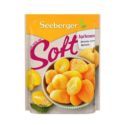 Abbildung von Seeberger Soft Aprikosen: Herrlich weiche, saftige Marillen süß samtige Textur ohne Zuckerzusatz getrocknet entsteint, vegan (1 x 200 g)