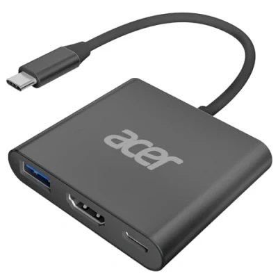 Abbildung von acer USB C HDMI Adapter Multiport, 4K Hub mit PD 100W, 3.0 5Gbps Datenport, auf kompatibel MacBook Pro/Air, Dell XPS, Surface, Galaxy S24/Ultra