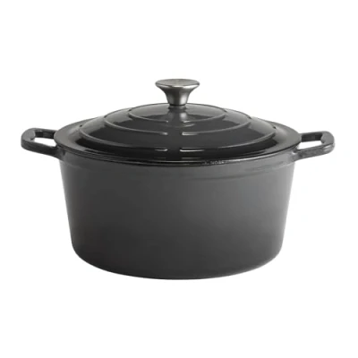 Abbildung von APS 88307 Kochtopf mit Deckel &quot;5 STARS&quot;, Schmortopf Gusseisen, induktionsgeeignet, ofenfest, inkl. Deckelhalter, Ø 28 cm, 6 Liter, anthrazit
