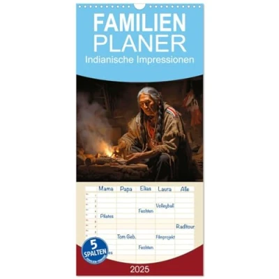 Abbildung von Familienplaner 2025 Indianische Impressionen mit 5 Spalten (Wandkalender, 21 cm x 45 cm), CALVENDO