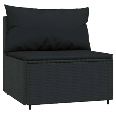Abbildung von vidaXL Loungesofa Garten Mittelsofa mit Kissen Schwarz Poly Rattan, 1 Teile