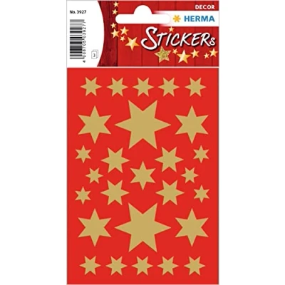 Abbildung von HERMA 3927 Aufkleber Sterne Gold, 81 Stück, Stern Sticker aus Papier, Weihnachtssticker Sternaufkleber für Weihnachten Geschenke Adventskalender Dekoration Kinder Belohnung DIY Basteln