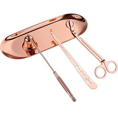 Abbildung von Opaltool Kerzenzubehörset, 4 Stück Kerzen Zubehör Set Inklusive Kerzenwickler, Kerzenwickler und Aufbewahrungsschale für Kerzenliebhaber (Roségold)
