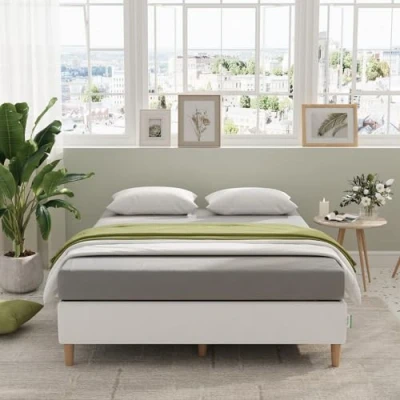 Abbildung von Novilla 35 cm Metallbett Metallrahmenbett Bettgestell mit Lattenrost Holzlattenunterstützung Grauer Bettgestellbezug Stauraum unter dem Bett 90 x 190 Schwarz