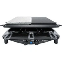 Abbildung von Steba Made in Germany Raclette, Antihaft Druckguss Grillplatte, Natursteingrillplatte, 8 emaillierte Pfännchen, Grillfläche insgesamt 29 x cm, RC 4 Plus Deluxe