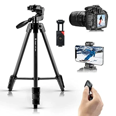Abbildung von Fotopro Kamera Stativ Handy Stativ, 140CM Aluminium Leichtstativ für Reisen, 360 Grad Panorama Aufnahmestativ mit Bluetooth Fernbedienung und Telefonhalterung Belastbar bis zu 4.4lb/2kg(DIGI Series)