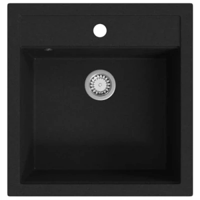 Abbildung von vidaXL Granitspüle Einzelbecken Schwarz, 46/57.5 cm