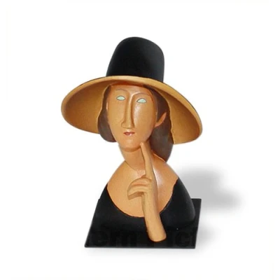 Abbildung von Skulpturen Amedeo Modigliani Jeanne Hebuterne Nachdenkliche Frau mit Hut Plastik Figur
