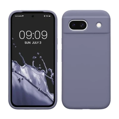 Abbildung von kwmobile Hülle kompatibel mit Google Pixel 8a Silikon Handy Case Handyhülle weiche Oberfläche kabelloses Laden Lavendelgrau