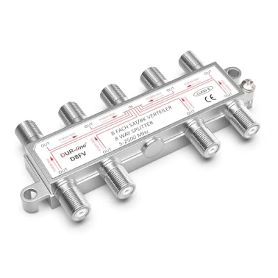 Abbildung von DUR line Sat &amp; BK Verteiler 8 Fach Splitter voll geschirmt Unicable HD tauglich für Anlagen DVB S2 BK, UKW, DC Durchlass, TV Antennen