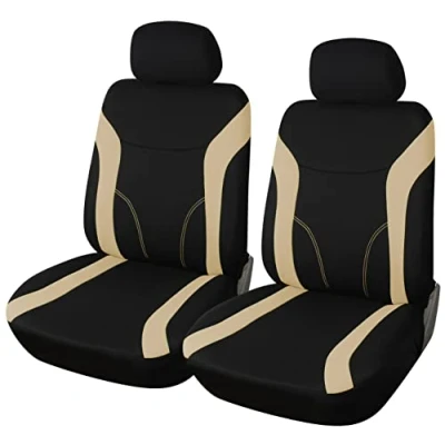 Abbildung von Upgrade4cars Auto Sitzbezüge Vordersitze Beige Schwarz Sitzschoner Set Universal für Fahrersitz &amp; Beifahrer Zubehör Innenraum