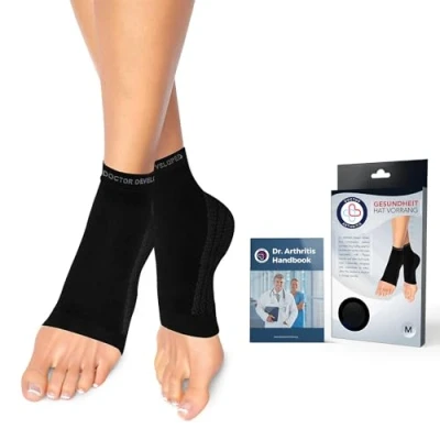 Abbildung von Dr. Arthritis Von Ärzten Entworfen Sprunggelenkbandage, Fußbandage Sprunggelenk, Knöchelbandage für Sprunggelenk und Mittelfuß, Stützende Bandage Fußgelenk Achillessehne, 1 Paar, Schwarz