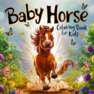 Abbildung von Baby Horse Coloring Book for Kids: 45 Cute and Fun Animal Pages Girls Boys Who Love Horses