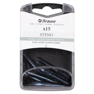 Abbildung von J. Herbin Brause 150361B Packung mit 15 Stenofedern, für englische Schrift, ideal Kalligraphie, 1 Box