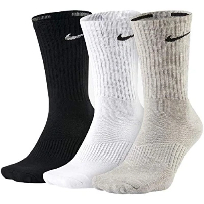 Abbildung von Nike Unisex Trainingssocken 3 Paar Lightweight Crew, Mehrfarbig (Grey Heather/White/Black), Gr. 46 50 (Herstellergröße:XL)
