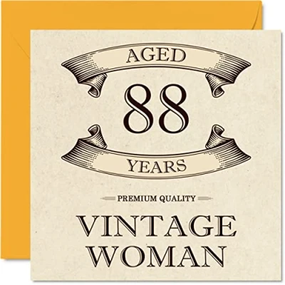 Abbildung von Stuff4 Geburtstagskarte zum 88. Geburtstag im Vintage Stil für Frauen 88 Jahre lustige Mama Schwester Ehefrau Oma Tante 145 mm x Damen Grußkarten