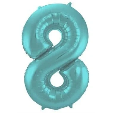 Abbildung von Folie Ballon Nummer 8 Mat Aqua Metallic 86 cm