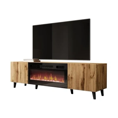 Abbildung von MIRJAN24 TV Schrank Vamos 180 mit Elektrischem Kamin (mit 2 Türen) Realistische LED Flamme Deko Kristallen
