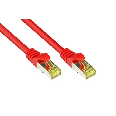 Abbildung von Good Connections RJ45 Ethernet LAN Patchkabel mit Cat. 7 Rohkabel und Rastnasenschutz RNS, S/FTP, PiMF, halogenfrei, 500MHz, OFC, 10 Gigabit fähig (10/100/1000/10000 Base T Netzwerke) z.B. für Patchpanel, Switch, Router, Modem weiß, 7,5 m