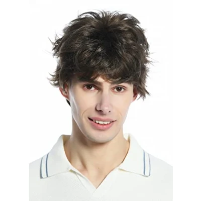 Abbildung von WIG ME UP M 252A 18 Perücke Herren Damen kurz retro 80er toupiert wild wie ungekämmt Braun Mittelbraun