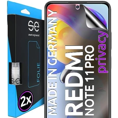 Abbildung von S.E für Xiaomi Redmi Note 11 Pro Schutzfolie privacy Blickschutz Folie 2x Folien im SET aus Deutschland, Matte Anti Spy Folie, blasenfrei, Sichtschutz