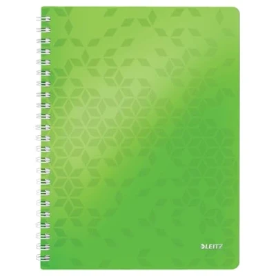 Abbildung von Leitz Collegeblock in A4 Format mit 80 Blatt, Kariert, Elfenbeinfarbiges Papier (90 g/m2), Spiralbindung, Grün, WOW, 46380054