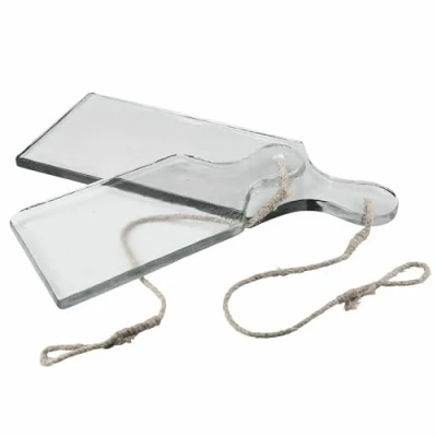 Abbildung von LOBERON Schneidebrett 2er Set Arous, zwei unterschiedliche Größen, äußerst robust, modernes Design, Küchenutensilien, Küchenbrett, Glas, Jute, klar