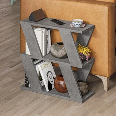 Abbildung von HOCUS PICUS Holz Beistelltisch mit Zeitschriftenständer Moderner Sofatisch, Couchtisch für Wohnzimmer, Büro, Schlafzimmer 60 x 22 57 cm Retro Grau