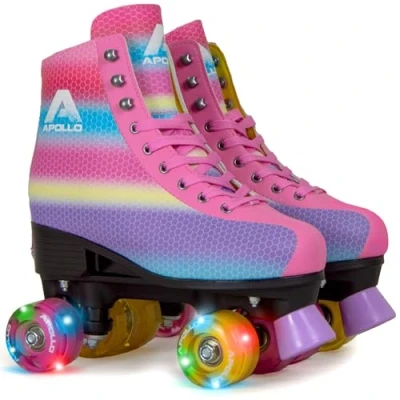 Abbildung von Apollo Disco Roller, Classic Rollschuhe für Kinder und Erwachsene, größenverstellbare Quad Skates, 3 Größen, verstellbar von 31 bis 42, Damen in schicken Designs