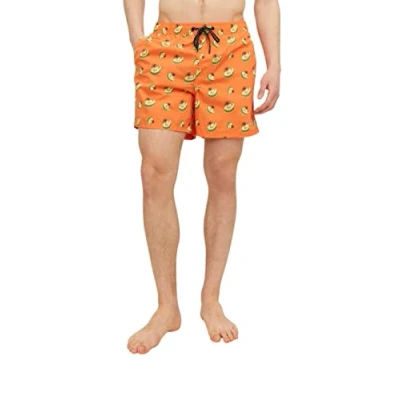 Abbildung von Jack &amp; Jones Stfiji SWIM Funny Badeshorts, Herren, Größe: Medium, Orange peel