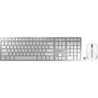 Abbildung von CHERRY DW 9100 SLIM, Kabelloses Tastatur und Maus Set, US International Layout (QWERTY), Bluetooth &amp; 2,4 GHz Funk, Leise Tasten, Flaches Design, Wiederaufladbar, Weiß Silber