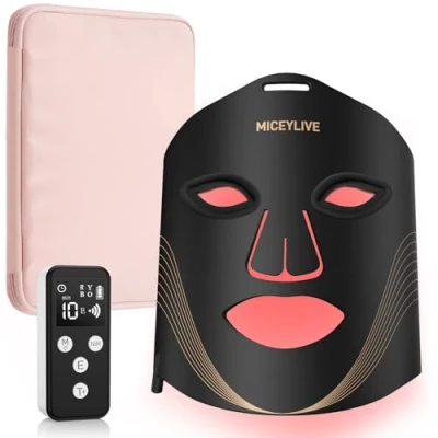 Abbildung von MICEYLIVE Led Maske Gesicht mit 6 Modi für das Gesicht,Aufladbar Fernbedienung(3000 mAh)，Led Gesichtsmaske Lichttherapie Anti Aging Falten Akne, Hautstraffung Nahinfrarot Zuhause &amp; Reisen