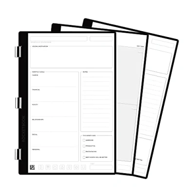 Abbildung von Rocketbook Pro Planner Seitenpaket Scannbare Seiten für To Do Listen und Agenda Schreiben, Scannen, Löschen, Wiederverwenden 20 Blatt Executive Größe: 15,2 x 22,4 cm, Weiß