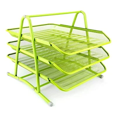 Abbildung von Leviatan Ablage Schubladen für Dokumente 3 Schubfächer Briefablage Organizer Mesh Limonenfarben