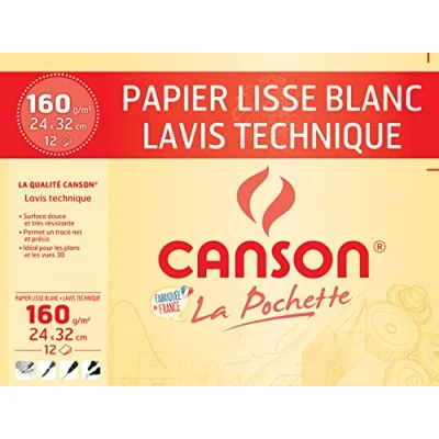 Abbildung von CANSON Beutel mit 12 Blatt technischem Zeichenpapier, 24 x 32 cm, 160 g/m²