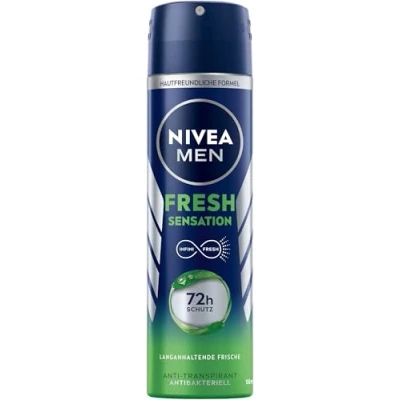Abbildung von NIVEA MEN Deospray für 72h Schutz gegen Schweiß und Geruch, Anti Transpirant Formel mit antibakterieller Wirkung, Deodorant verführerischem frischem Duft, Fresh Sensation Deo Spray (150 ml)