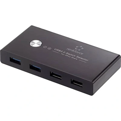 Abbildung von Renkforce RF SHB 200 4 Port USB 3.2 Gen 1 Umschalter + Hub (USB 3.0) Schwarz
