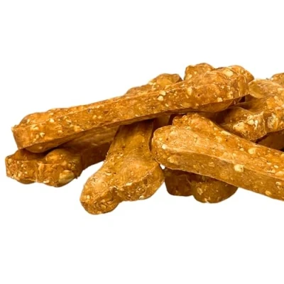Abbildung von Hunde Snack in Kauknochen Form mit Gemüse: Kausnack Süßkartoffel und proteinreiche Rinderhaut Leckerli naturbelassen ohne Zusätze, Getreidefrei Natürliche Belohnung 5X 35g