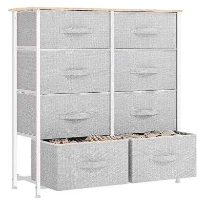 Abbildung von YITAHOME kommode mit Schubladen, Schrank 8 Schubladen aus Stoff, Aufbewahrungskommode Modernen Stil für Schlafzimmer, Wohnzimmer, Kinderzimmer, Flur, Hellgrau Aufbewahrungsschrank
