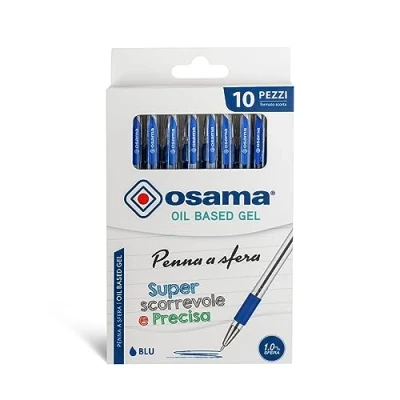 Abbildung von Osama Gelschreiber Set mit OBG Tinte, supergleitend und präzise, 48 Stück Packung 1,0 mm Druckkugelschreiber, Ideal für Schul Schreibbedarf, Büro Universität, Blau