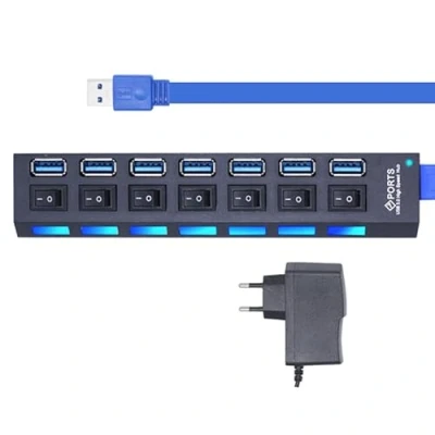Abbildung von Ziyan USB 3.0 Hub 7 Port Splitter Ladegerät Adapter mit Aktiv Netzteil Verteiler für PC Laptop