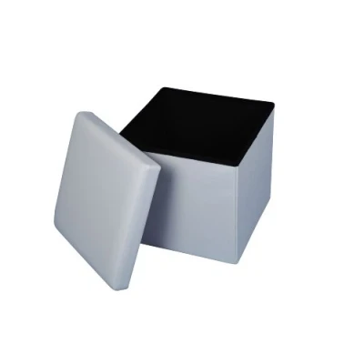 Abbildung von ECHTWERK Sitzwürfel, Storecube, Polsterhocker mit Stauraum, Faltbare Aufbewahrungsbox, Fußhocker, klappbar, Funktion als Beistelltisch, Abnehmbarer Deckel, Kunstleder, weiß, circa 38 x cm