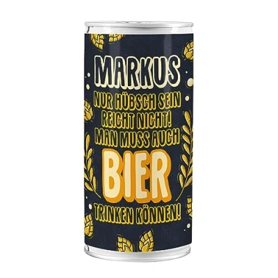 Abbildung von Lustapotheke® Bierdose mit personalisierter Banderole *Nur hübsch sein reicht nicht* und Wunschname