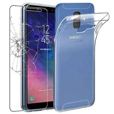 Abbildung von ebestStar Hülle für Samsung A6+ 2018 Galaxy A6 Plus SM A605F, Silikon Handyhülle Cover, Klar TPU Schutzhülle, Slim Handy Case, Transparent + Panzer Schutz Glas