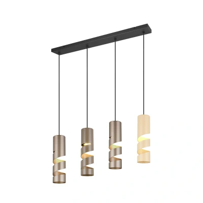 Abbildung von Trio Leuchten Pendelleuchte Stream 364000417, Metall Schwarz matt, Schirm Coffee/Taupe/Beige, exkl. 4x GU10