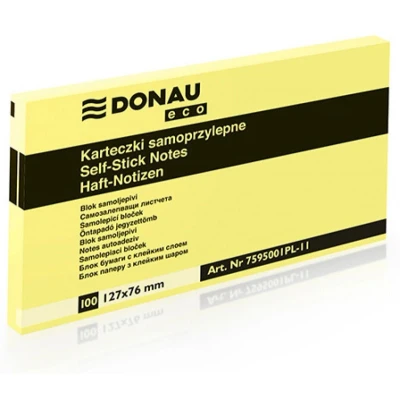 Abbildung von Selbstklebendes Notizblock DONAU Eco, 127x76mm, 1x100 Blatt, hellgelb, 12 Stück